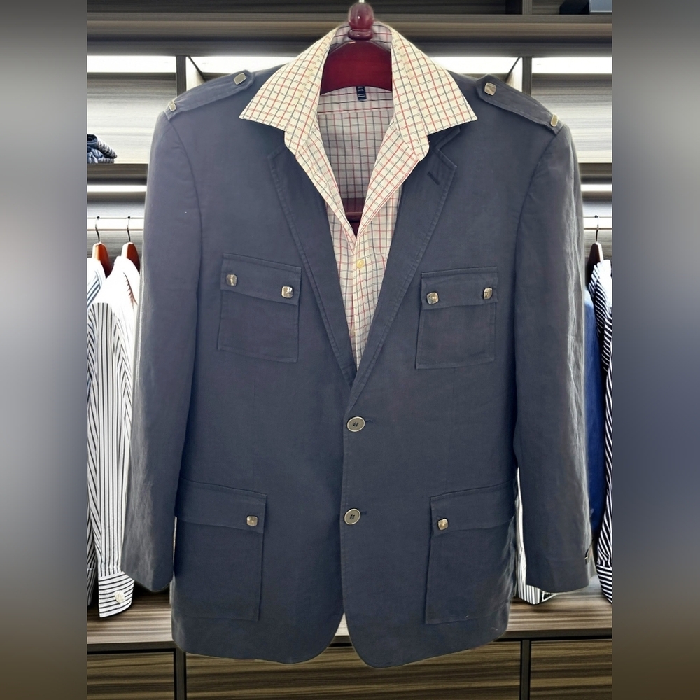 Men's Navy Blazer 100% LINEN Size XL (Shirts Sold Seperately)